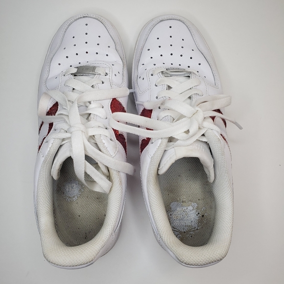 NIKE AIR FORCE 1 Glitter Red White Sneaker - Picture 6 of 8
